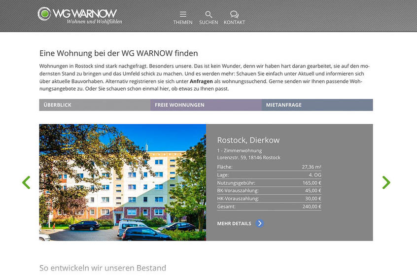 WG-Warnow: Funktionalität für Wohnungssuchende