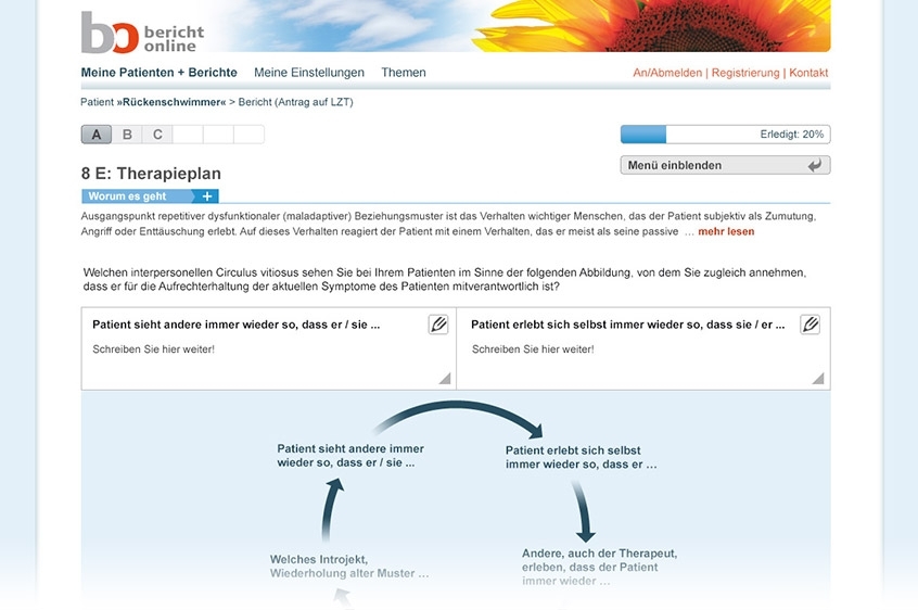 Bericht Online, Therapieplan